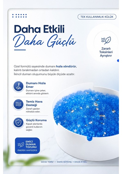 Omilife 25'li Su ile Aktifleşen Jel Küllük Kullan At Kul ve Koku Emici Pratik Küllük