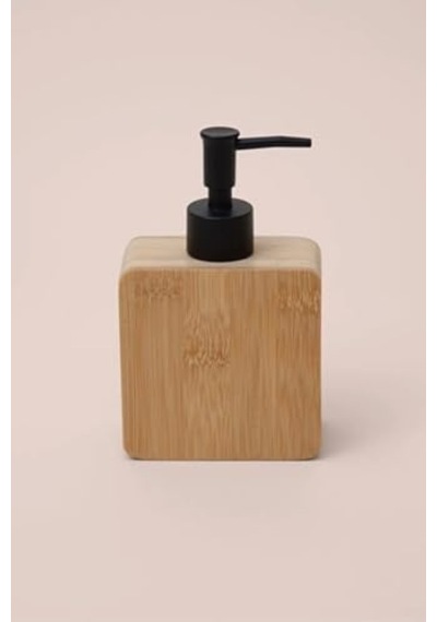 Premium Doğal Bambu Sıvı Sabunluk - Pompalı Ahşap Kare Sabun Dağıtıcı, Banyo Ve Mutfak Tezgâh Üstü Lüks Sıvı Sabun Şişesi 000 Açık Krem