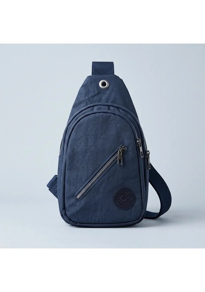 Su Geçirmez Kumaş Çapraz Göğüs Çantası 3 Gözlü Siyah Unisex Günlük Kullanım 15x26 Cm - Lisinya Lacivert