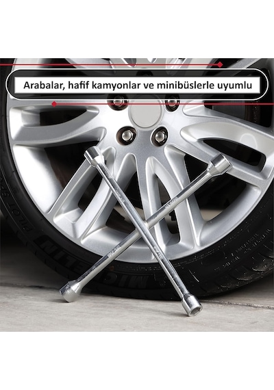 Tüm Otomobiller Için 4 Farklı Ölçüde Bijon Anahtarı -17-19-21-23