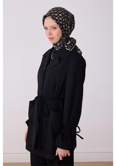 Belli İpek Eşarp - 4308-85 Siyah Twill