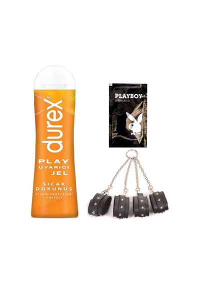 Durex Play Sıcak Dokunuş Bay Bayan Uyarıcılı Jel 100 Ml + Siyah Deri El Ayak Kelepçesi + Hediye