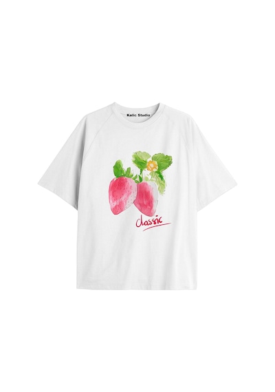 Kalic Studio Y2k Vintage Cherry Baskılı Siyah T-shirt Kod 62 Beyaz-62
