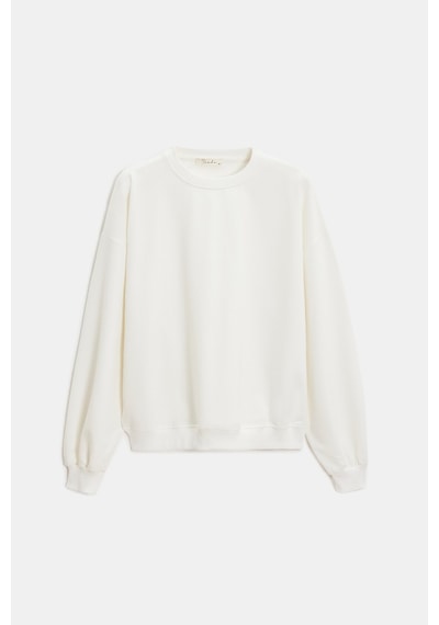Sââde Kadın Oversize Bisiklet Yaka Basic Casual Sweatshirt Ekru