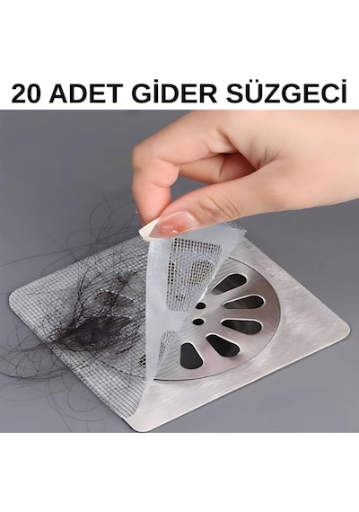 Lavabo Banyo Gider Süzgeci Kapatıcı Sineklik Tamir Kiti Pratik Banyo Saç Kılı Tutucu 20 Adet