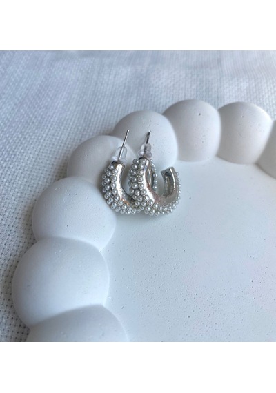 Kadın Küpe Minik Ful İnci Kesik Halka Küpe 001