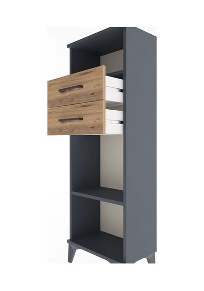 Arges Dolap 2 Raflı 2 Çekmeceli 44x30x134 Antrasit-çam Antrasit