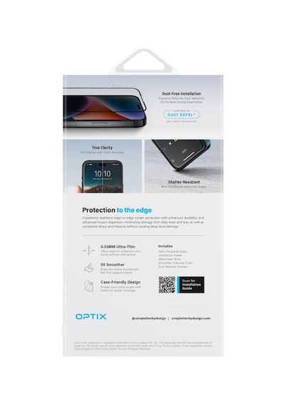 Apple Uyumlu iPhone   16 Pro Max Ekran Koruyucu Cam Optix Vivid Serisi Dustrepel Oleofobik Teknolojisi