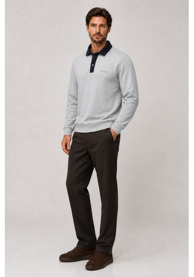 Redline Snap Erkek Regular Fit Düğmeli Kışlık Sweatshirt Gri