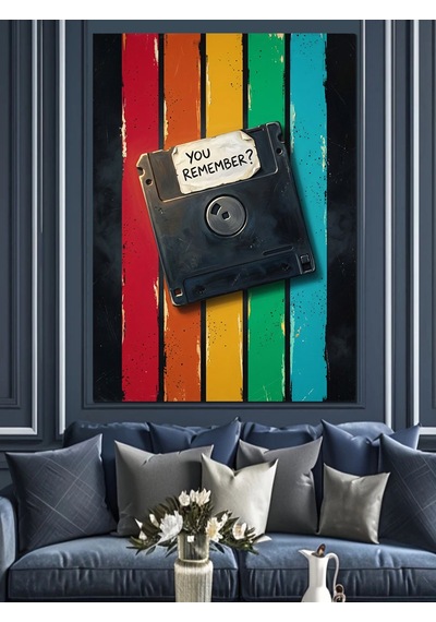 Gökkuşağı Disket Retro Hatıra Posteri Dekoratif Kanvas - Mdf Ahşap Tablo Çok Renkli