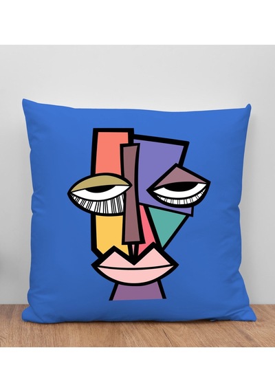 Bk Gift Modern Art Tasarımlı Mavi Kırlent Yastık, Arkadaşa Hediye, Ev Dekorasyonu, Ev Hediyesi-9