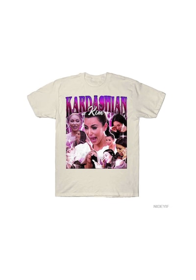 Flood Of Style Kim Crying Meme T-shirt Erkekler Kadınlar Için % 100% Pamuklu T Shirt Kanye Kısa Kollu Üstler Bej