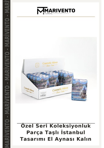 Özel Seri Koleksiyonluk Parça Taşlı İstanbul Tasarımı El Aynası Kalın Çok Renkli