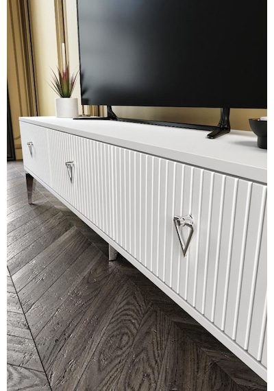 150 CM ZEUGMA MDF MEBRAN KAPAK BEYAZ GÜMÜŞ