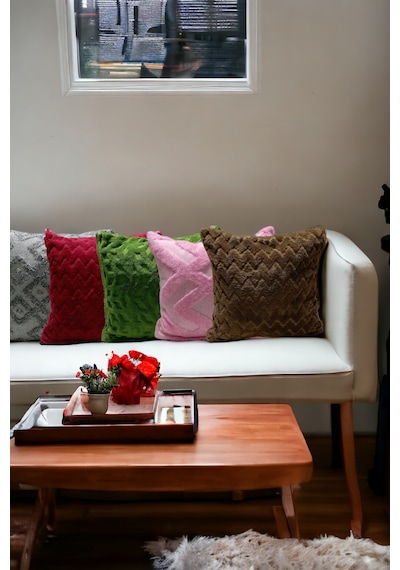 Bohem 4'lü Dekoratif Yastık Kılıfı Kırlent Kılıfı 43x43 Cm Antrasit Etnik Gri