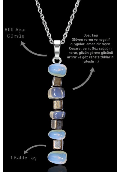 Erilsa Sertifikalı Aaa+ Kırık Taşlı Model Opal Taşı Kolye Çok Renkli