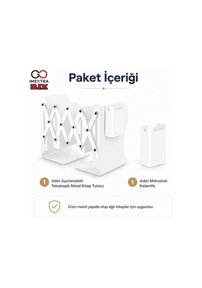 Ayarlanabilir Teleskopik Metal Kitap Tutucu, Masaüstü Kitap Desteği Ve Raf Düzenleyici Stand, 9-42 Cm Genişleyebilir, Mıknatıslı Kalemlik Hediyeli Mavi