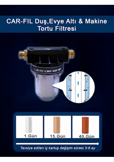 Car-fil Mini Çok Amaçlı Duş,evye,makine Tortu Önleyici Filtre Şeffaf