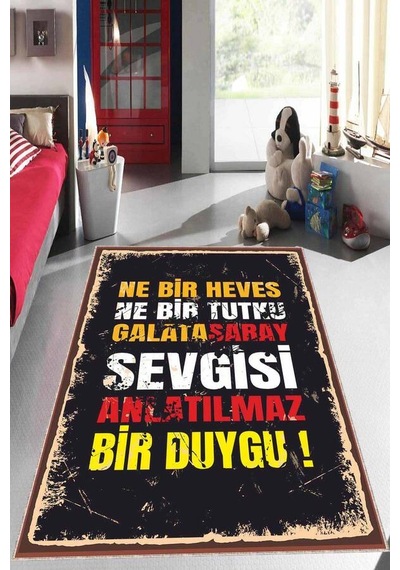 Sarı Ve Kırmızı Kaymaz Tabanlı Taraftar Halısı Ar1153n11 Sarı - Kırmızı