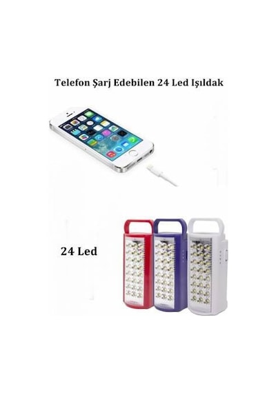 24 Büyük Ledli 80 Saat Yanan LED Şarjlı Işıldak Kırmızı
