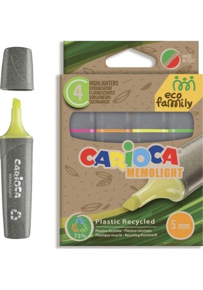 Carioca Eco Family Fosforlu Marker 4'lü Çok Renkli