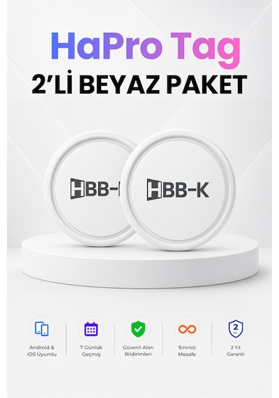 Hapro Tag Apple Uyumlu iOS & Android Airtag Akıllı Gps Siyah 2'li Paket