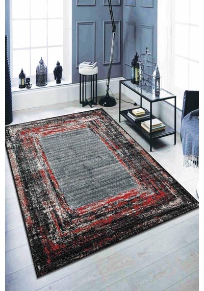 Kırmızı Modern Klasik Kaymaz Tabanlı Dekoratif Halı Ar122n11