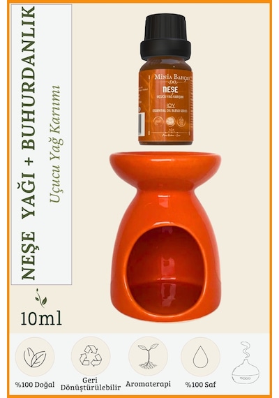 Minia Bahçe Neşe Joy Uçucu Yağ Karışımı Özel Seri 10 ML + Buhurdanlık