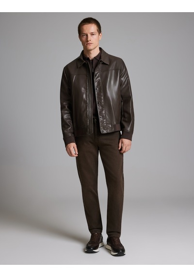 Pierre Cardin Koyu Kahverengi Deri Ceket 50330202-vr084