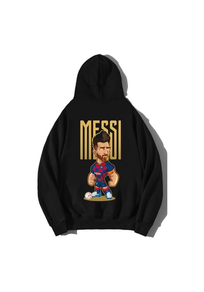 Brz Collection Unisex Oversize Messi Hoodie Siyah