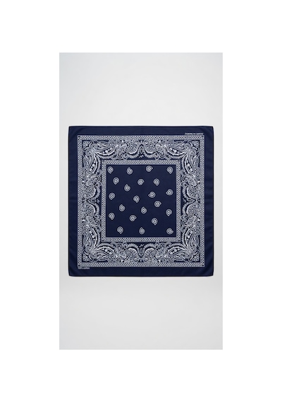 Mollycrush Unisex Lacivert Şal Desenli Bandana Günlük Saç Aksesuarı, Boyunluk Ve Outdoor Fular Lacivert