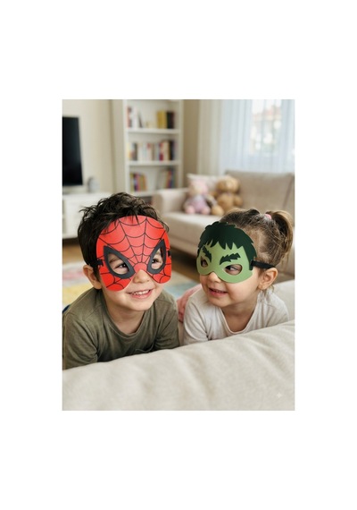 Çocuk Kahraman Maskeleri 2'li Set Örümcek Adam Ve Hulk Temalı Kostüm Maskesi Diğer