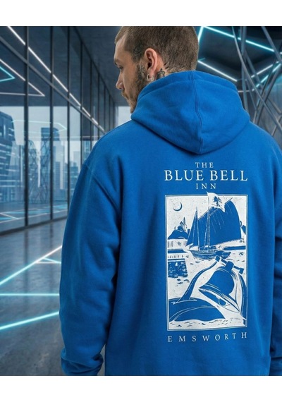 Mbb E-ticaret Erkek Baskılı Kapüşonlu Cepli Hoodie 3 İplik Pamuklu Sweatshirt - Saks Mavisii Mavi