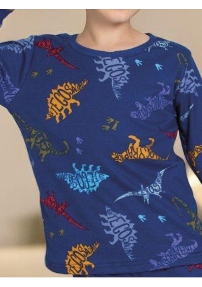 Cantoy Erkek Çocuk Dinazor Baskılı Pamuklu Pijama Takım-14918 Renklı