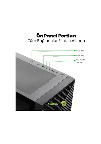 Green Griffin G3 Plus i5-14400F 16 GB 1 TB SSD RTX5060Ti Free Dos Masaüstü Oyuncu Bilgisayarı