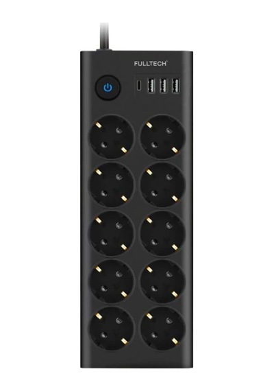 Magicool Fulltech Ftr14 Type-c Girişli Akım Korumalı 10 Lu Priz, 3 Usb