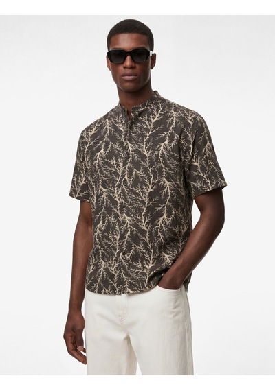 Koton Regular Fit Kısa Kollu Devrik Yaka Desenli Gömlek Bej Desenli 6sam60048hw Ekru