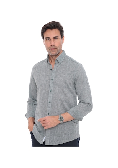 Slim Fit Uzun Kol Yaka Düğmeli Nefes Alan Keten Hediye Kutulu Erkek Gömlek Fs-004548 - Yeşil-3229 Slim Fit Uzun Kol Yaka Düğmeli Nefes Alan Keten Hediye Kutulu Erkek Gömlek Fs-004548 - Yeşil-3229