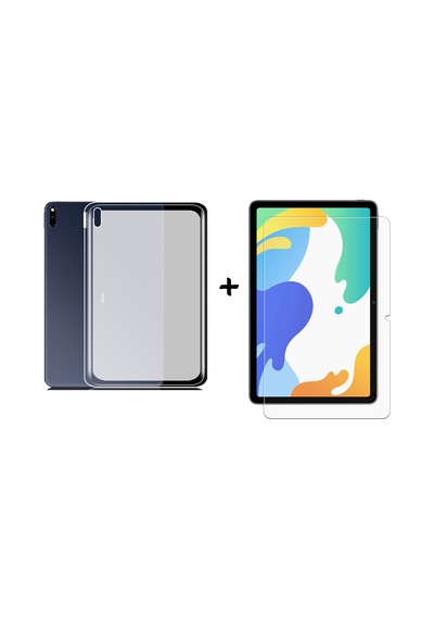 Forzacase Huawei Matepad 10.4 İçin Silikon Kılıf + Temperli Cam Ekran Koruyucu - Fc013 Şeffaf