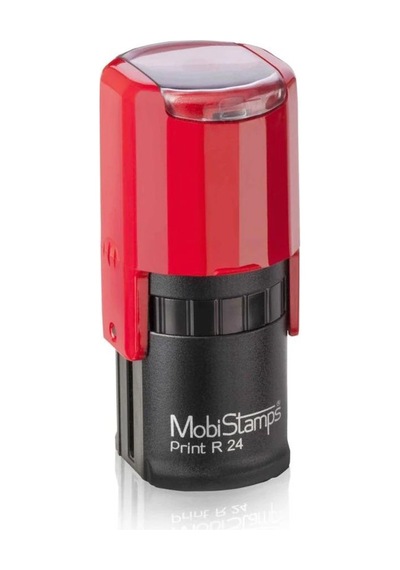 Mobi Stamps Yuvarlak Kaşe Printer Otomatik 24 MM Kırmızı-mavi-siy
