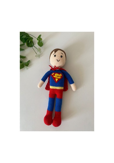 Adenya Sepeti El Örgüsü Superman Figürlü Amigurumi Bebek Sepeti Çok Renkli