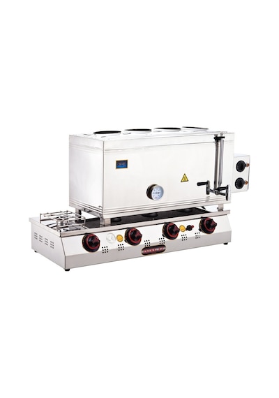 Işıkgaz Silverinox Lpg Tüp + Elektrikli 60 Litre 4 Demlikli Çay Kazanı