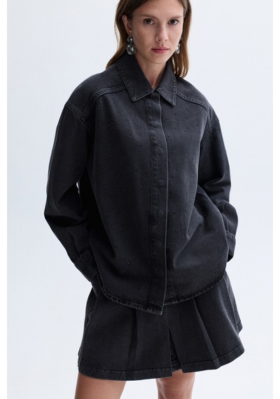 Mudo Kadın Kadın Antrasit Oversize Taşlı Jean Ceket 1264272
