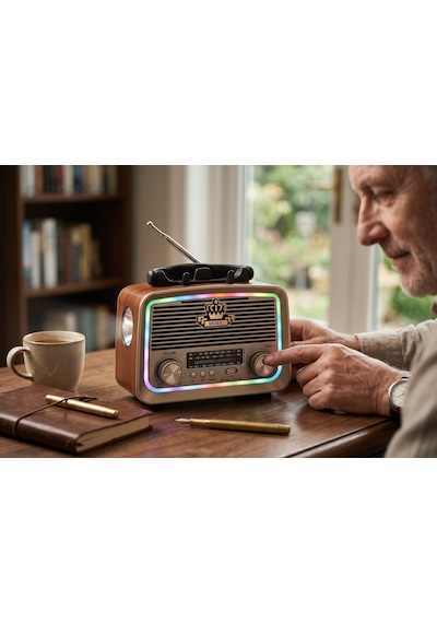 Rt-301m Nostalji Güneş Panelli Mini Radyo,fenerli Ledli Mini Bluetooth Radyo
