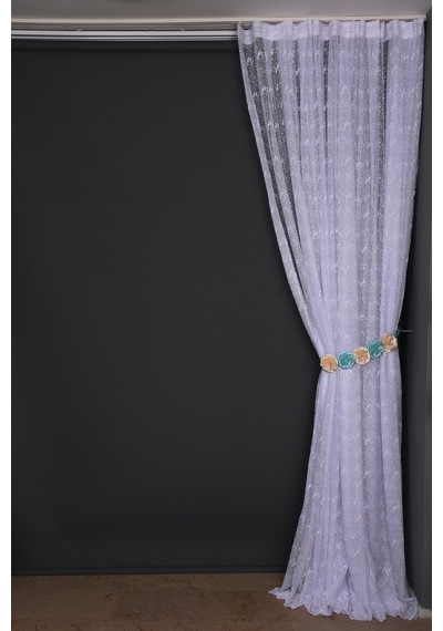 Kuş Model Kırık Beyaz Renk Dikilmiş Pileli Fon Perde 300x260 Cm