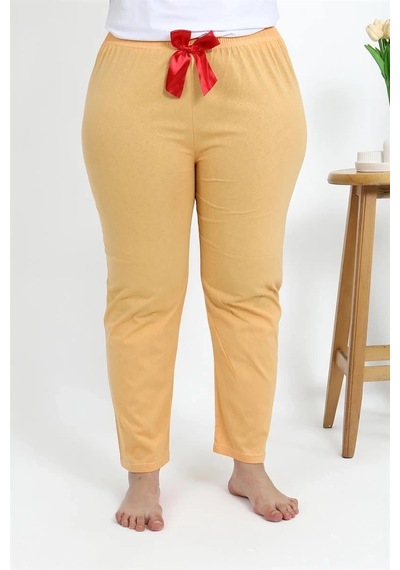 Mtm My The Mall Kadın Pamuklu Büyük Beden Alt Pijama Sarı Sarı