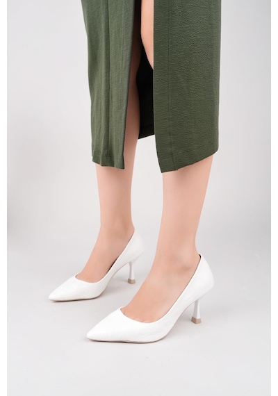 Nesilshoes Nesil Shoes Özma 6175 Beyaz Topuklu Kadın Stiletto