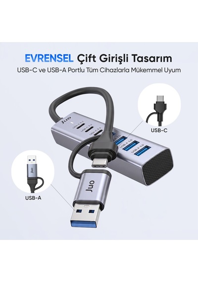 Juo Type-c Ve Usb-a 7 Portlu 4 Usb-a 3 Type-c 5gbps Usb 3.2 Çoklayıcı Hub Dönüştürücü