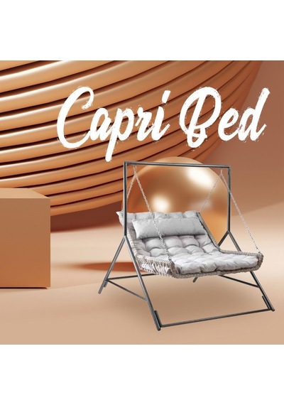 Bed Çiftli Rattan Bahçe Balkon Salıncağı Gri Diğer