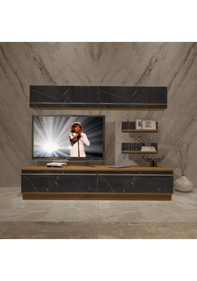 Decoraktiv Eko 5b Mdf Std Tv Ünitesi Tv Sehpası Pera - Siyah Mermer